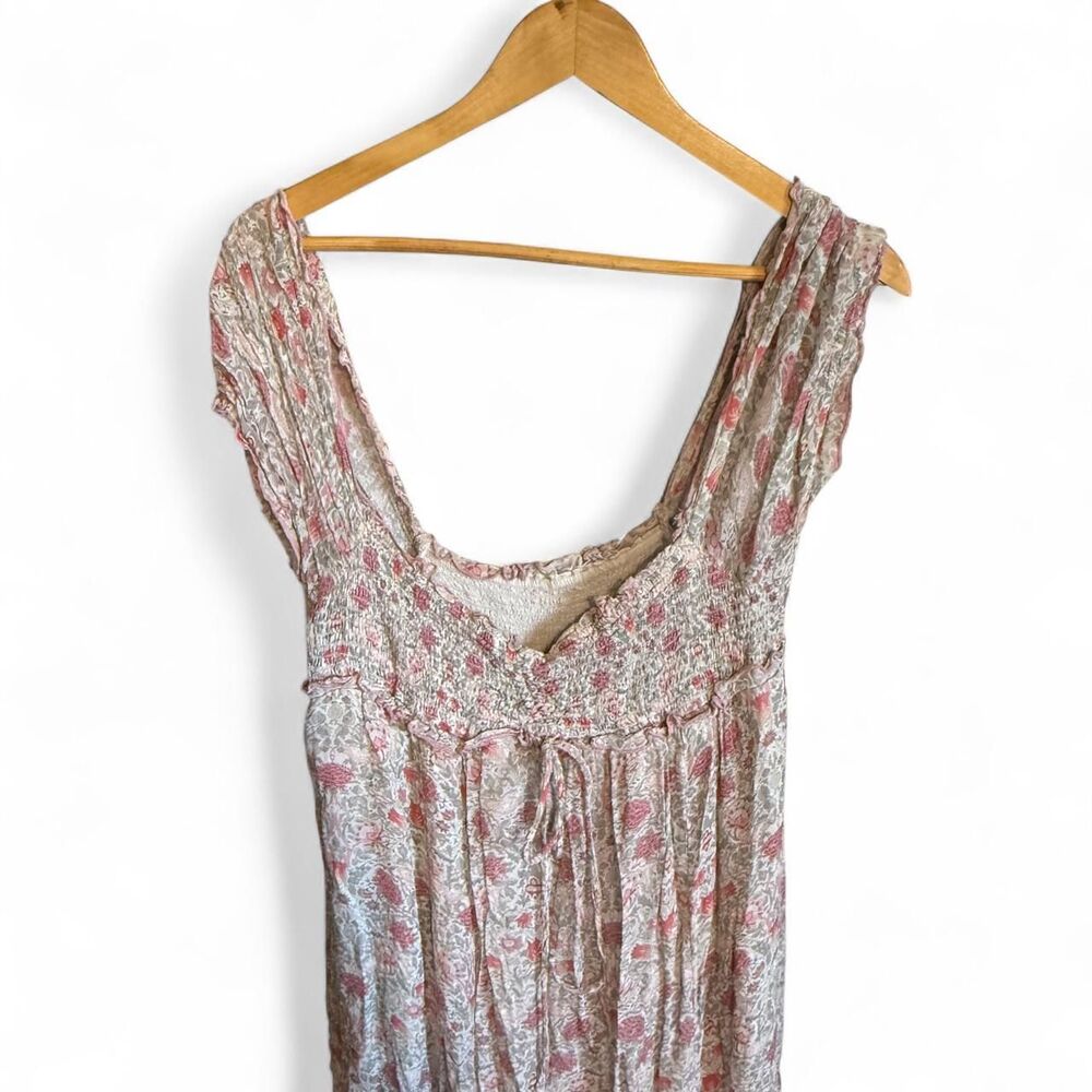 Anthropologie Maxi Dress – Boho Floral Smocked Tiered Cream Pink – Size Small - Picture 3 of 8
